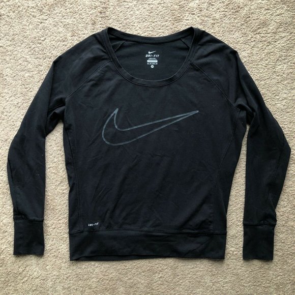 Nike Tops - Nike Dri-Fit Womens Long Sleeve Crew Neck Athletic Tee, Black, Extra Small, Poly